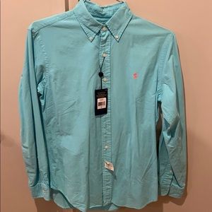 *NWT* Ralph Lauren tropical blue button down men S